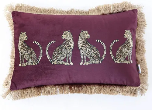 Miniatura 15 de vctops - Funda de cojín cuadrada con estampado de leopardo, super suave, de terciopelo, con diseño de animales, con borlas, funda decorativa