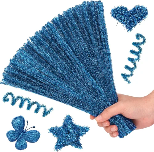 Miniatura 17 de Hssugi Limpiapipas plateadas, 100 piezas de limpiadores de pipas para manualidades, limpiadores de pipas dorados con purpurina a granel