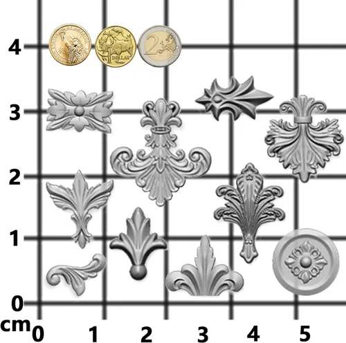 Miniatura 4 de Molde de medallón barroco para yeso de arcilla seca al aire de Polyclay Medallón de desplazamiento #4771