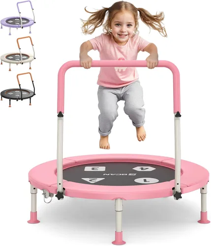 Miniatura 9 de BCAN BT1 36'' Toddler Trampoline, ASTM Certified-Foldable Mini Trampolines for Kids Ages 1-6, Adjustable Handle, Safety Pad & Foldable Legs, Baby