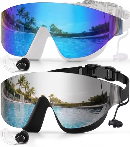 Miniatura 16 de Zoomsnail Swim Goggles 2 Pack, Rimless Wide View Swimming Goggles for Adult, Anti-Fog UV Leaking Pool Goggles for Men Women Verde y Púrpura