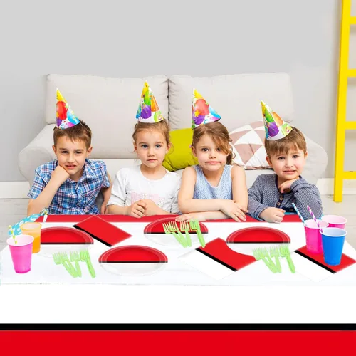 Miniatura 3 de Los suministros de fiesta de cumpleaños de animación de dibujos animados incluyen 20 platos y 20 servilletas y mantel de 71 x 42 pulgadas, vajilla