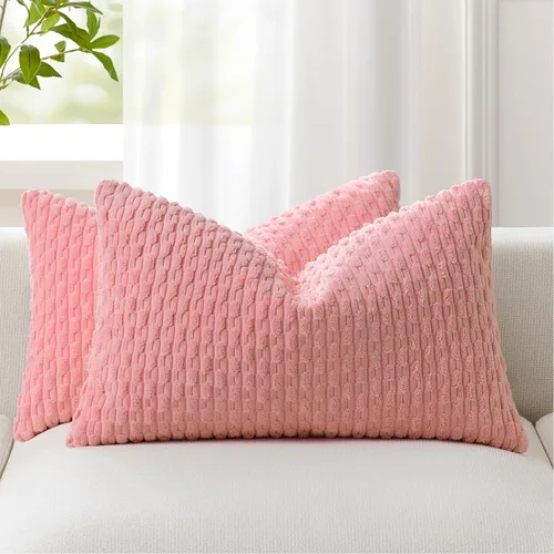 Miniatura 97 de Kevin Textile - Juego de 2 fundas de almohada decorativas de pana de 22 x 22 pulgadas, suaves, estilo bohemio, a rayas, decoración moderna del hogar