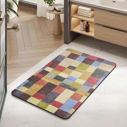 Miniatura 26 de MontVoo -Tapete de baño-Alfombras de baño delgadas antideslizantes para debajo de la puerta- Superficie de gamuza sintética absorbente, de secado