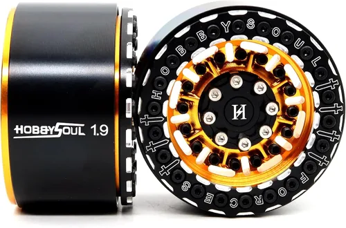 Miniatura 4 de HOBBYSOUL Ruedas de aluminio 1.9 Beadlock de 1.25 pulgadas de ancho, llantas hexagonales de 0.472 in para 1/10 RC Truck TRX4 SCX10 Gen8 mejoras