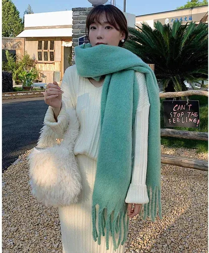 Miniatura 30 de Bufanda grande y gruesa de gran tamaño, esponjosas, de lana grande, gruesa, cálida para invierno