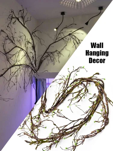 Miniatura 4 de 300cm/118in colgante de pared artificial de cerezo ramas tronco flexible ramitas ratán liana plantas falsas para el hogar, boda, jardín, habitación