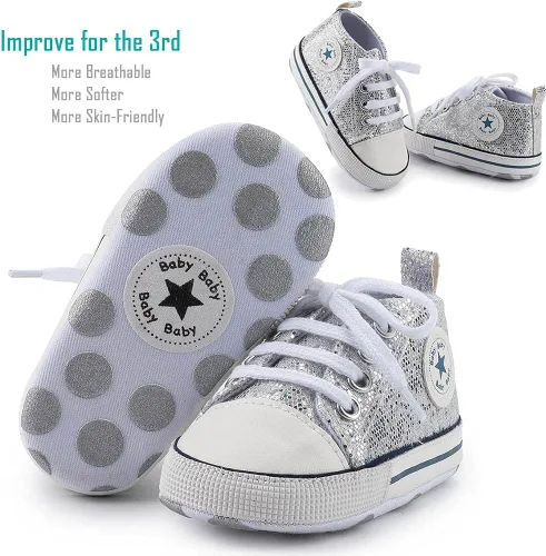 Miniatura 2 de Zapatos de lona para bebés recién nacidos, suela suave, para los primeros pasos, zapatos planos para niños pequeños, zapatos de mezclilla unisex