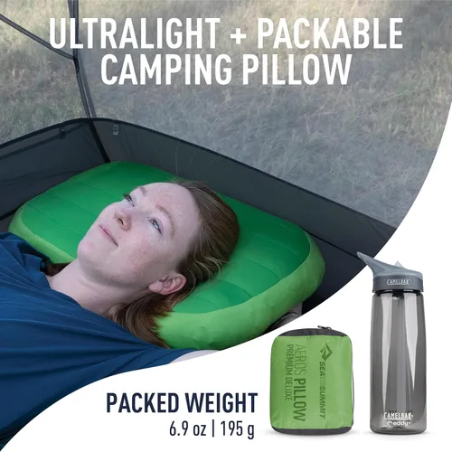 Miniatura 2 de Sea to Summit Aeros Premium - Almohada inflable de viaje, Deluxe (22 x 14), color lima