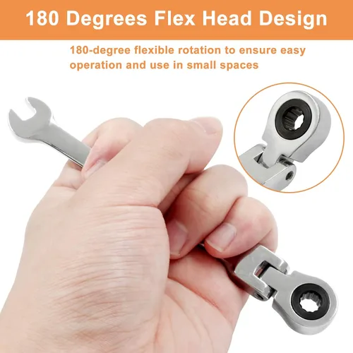 Miniatura 5 de Piutouyar Llave de trinquete de cabeza flexible de 6mm, llave de trinquete métrica profesional, llave combinada, llave de caja, herramienta