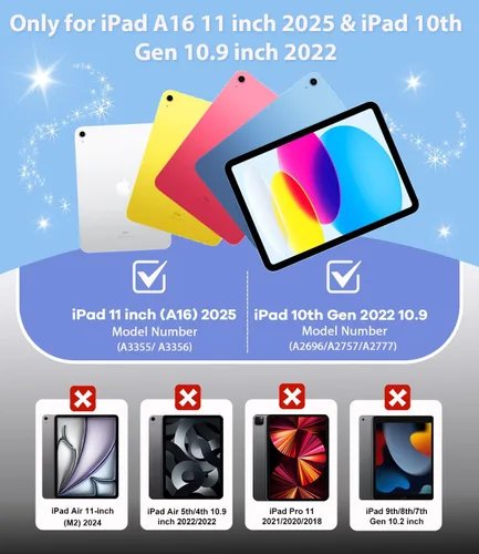 Miniatura 2 de Cantis Funda para iPad A16 de 11 pulgadas 2025/iPad de 10ª generación 2022 (10.9 pulgadas) con protector de pantalla y soporte para lápices, funda