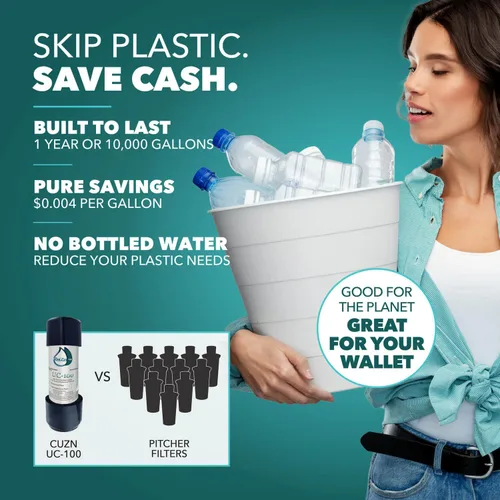 Miniatura 7 de CuZn Filtro de agua debajo del fregadero para grifo del fregadero, 10 K galones o 1 año de vida útil de filtración, reduce PFA, PFOS, plomo, cloro