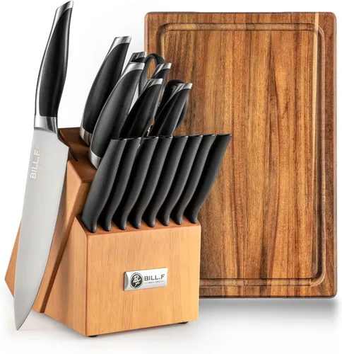 Miniatura 7 de Bloque de cuchillos con juego de cuchillos de cocina, 14 piezas y tabla de cortar de madera, cuchillo de acero inoxidable para cocina, artículos 14