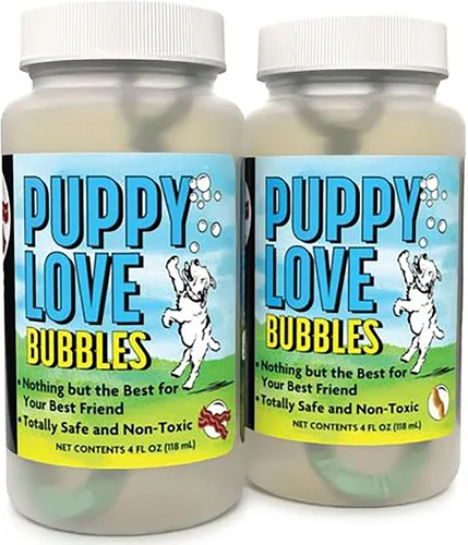 Miniatura 8 de Puppy Love Bubbles, burbujas perfumadas de mantequilla de maní de 4 onzas, paquete de 2 botellas con sabor a mantequilla de maní para perros