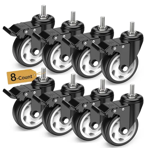 Miniatura 15 de HOLKIE Ruedas giratorias de 4 pulgadas, ruedas de vástago de bloqueo total, 3/8 pulgadas -16 x 1