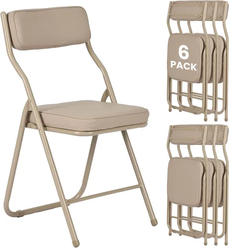 Miniatura 14 de Paquete de 2 sillas plegables acolchadas con cojín, juego de sillas de comedor plegables portátiles para interiores y exteriores, apilables