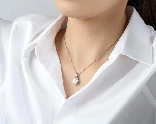 Miniatura 6 de Pearl Necklaces for Women, Freshwater Cultured Single White Pearl Pendant with 925 Sterling Silver Chain Pearl Jewelry Gifts for Mom Wife Her
