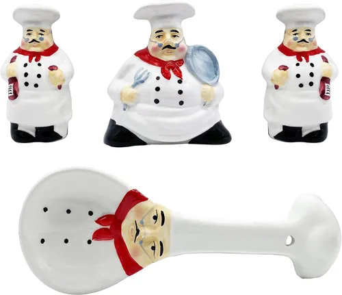 Miniatura 5 de ACK Ceramic Tuscany Roamer Rooster - Juego de 4 estufas de cerámica pintadas a mano, coctelera y salera, servilletero y soporte para cuchara, Roamer