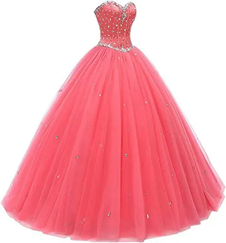 Miniatura 3 de Likedpage - Vestido de tul con escote de corazón para mujer, diseño para bailes, fiestas, graduaciones y quinceañeras
