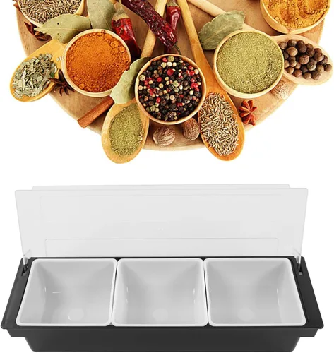 Miniatura 6 de Caja de condimentos de cocina, ollas de cocina, tapa de plástico, múltiples compartimentos, contenedor de frutas, contenedor de almacenamiento