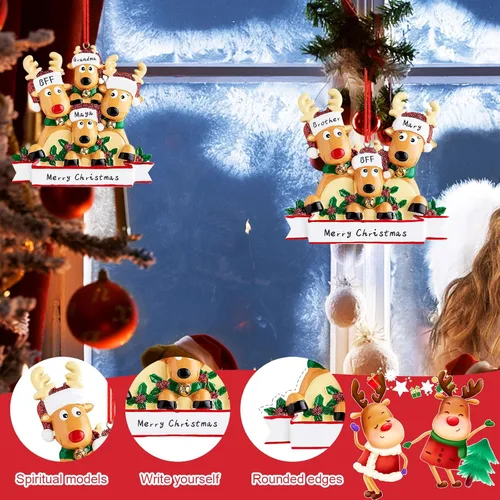 Miniatura 4 de Adornos de Navidad de renos personalizados 2025, adornos de ciervo y alce navideños DIY para árbol de Navidad, adornos colgantes personalizados