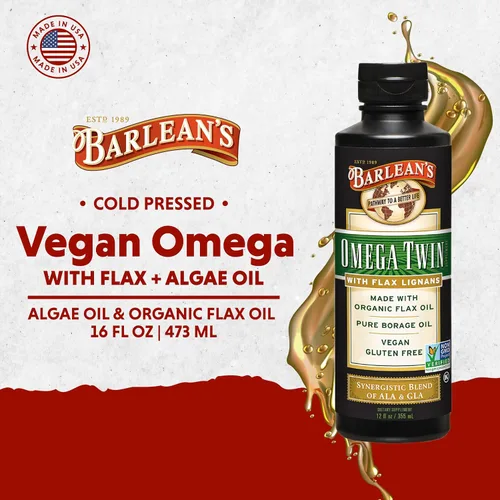 Miniatura 3 de Barlean's Omega Twin - Suplemento de aceite de linaza líquido y aceite de borraja puro con lignanos, 6,010 mg de ALA y 465 mg de ácidos grasos Omega