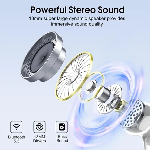 Miniatura 2 de Auriculares inalámbricos, auriculares Bluetooth HiFi estéreo, auriculares intrauditivos con 40H de reproducción, auriculares Bluetooth 5.3 2024