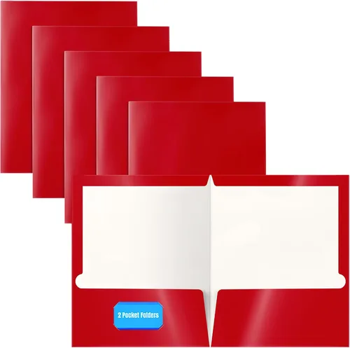 Miniatura 6 de Better Office Products Carpetas de papel azul laminado brillante de 2 bolsillos, tamaño carta, portafolios de papel azul, caja de 25