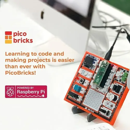 Miniatura 3 de PicoBricks Raspberry Pi Pico W Kit de inicio con 12 sensores desmontables y extensa guía de aprendizaje, kit de codificación de bricolaje, Raspberry