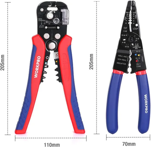 Miniatura 2 de WORKPRO Juego de pelacables, pelacables multiherramienta de 8 pulgadas y juego de pelacables autoajustable de 8 pulgadas para pelar, cortar
