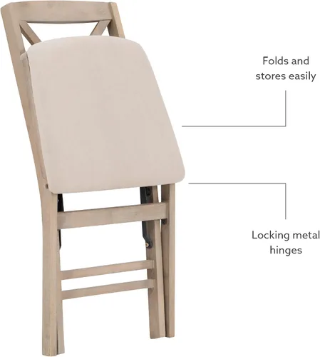 Miniatura 8 de Keira Silla plegable de madera gris lavado con asiento tapizado beige y respaldo clásico de madera X por Linon