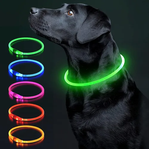 Miniatura 14 de Colaseeme Collar de perro con luz LED, collar de perro con luz, recargable por USB, TPU brillante, luz de seguridad, luces para perros medianos