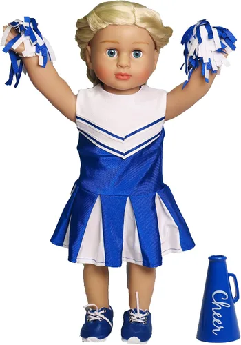 Miniatura 4 de American Fashion World Conjunto de Porrista Azul para Muñecas de 18 Pulgadas Accesorios Incluidos Calidad Premium y Diseño Moderno Ropa