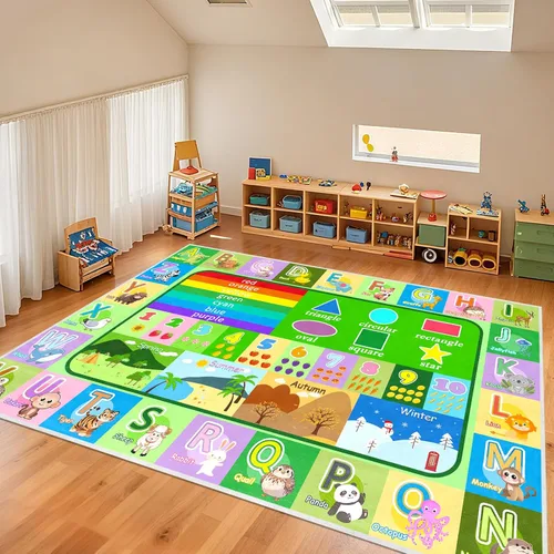 Miniatura 8 de Alfombra infantil para sala de juegos, dormitorio, 2.5 x 4 pies, alfombra educativa ABC para aula, guardería, alfombra antideslizante de aprendizaje
