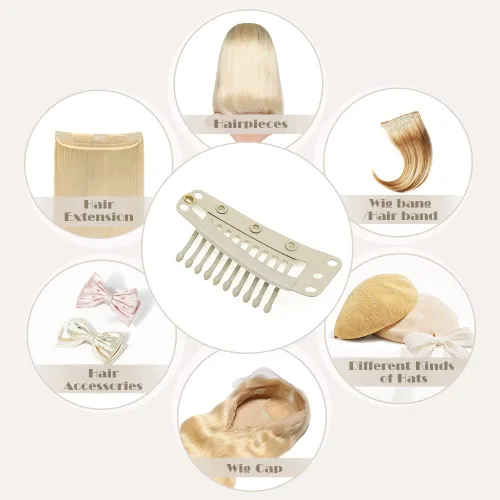 Miniatura 32 de Dreamlover - Clips para extensiones de cabello, clips para peluca con 9 dientes, 30 piezas Beige