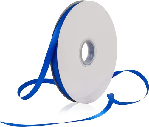 Cinta de satén de poliéster azul de 3/8 pulgadas para envolver regalos, cinta de tela de alta densidad de 100 yardas para bodas, envoltura de