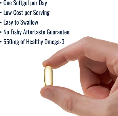 Miniatura 3 de AmerOmega Triglicérido 550 mg Omega-3 Aceite de pescado para apoyo a la salud cardíaca – Abadejo de lucillo de Alaska capturado en la naturaleza