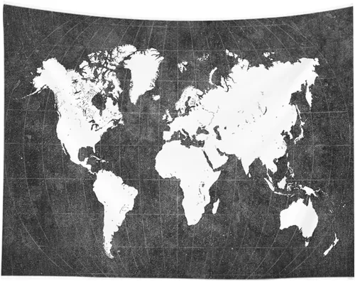 Miniatura 12 de CAPSCEOLL Tapiz de mapa del mundo para colgar en la pared, tapiz blanco y negro para decoración del hogar, 40 x 30 pulgadas, mapa para habitación