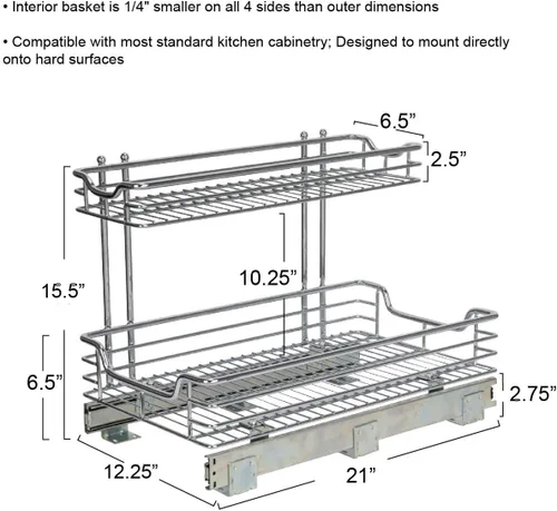 Miniatura 3 de Household Essentials Glidez - Organizador de almacenamiento multiusos de acero cromado extraíble y deslizante para uso debajo del fregadero o debajo