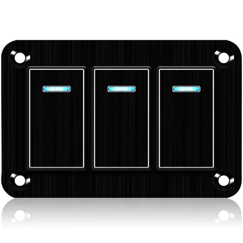 Miniatura 25 de Panel de interruptor basculante de aluminio de 2 vías, impermeable, precableado con retroiluminación azul, interruptor de palanca