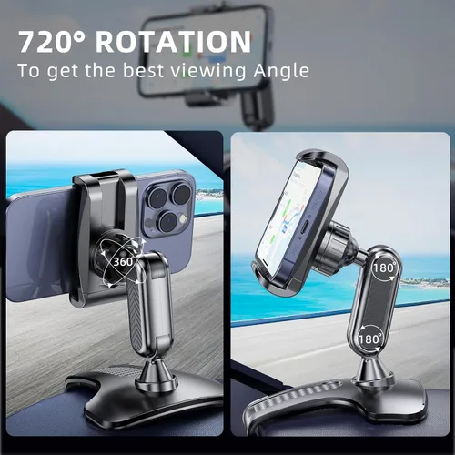 Miniatura 6 de Soporte de teléfono de automóvil para tablero de instrumentos con rotación de 360 grados, diseño de clip para teléfono celular, compatible