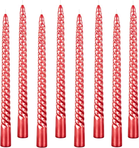 Miniatura 21 de Kemladio Vela, 4 velas cónicas rojas sin perfume de 10 pulgadas, 8 horas de tiempo de combustión, cena, Halloween Rojo