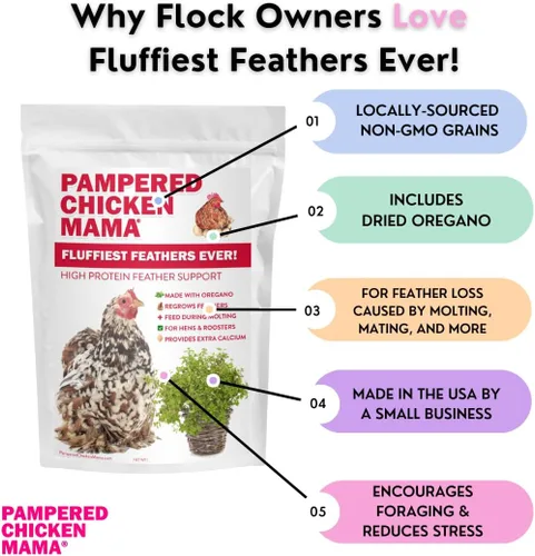 Miniatura 5 de Pampered Chicken Mama Suplemento de muda para pollos: las plumas más esponjosas de la historia Alimento para pollo en el patio trasero y suministros