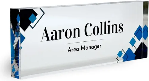 Miniatura 15 de Placa de Nombre de Escritorio de Acrílico Transparente Grueso Personalizada de 8x3" con Logo Personalizado - Decoración Profesional de Oficina