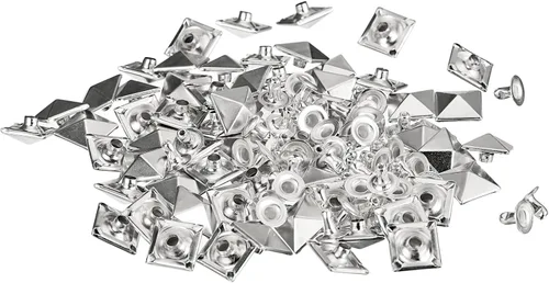 Miniatura 19 de uxcell Juego de 60 remaches de punta para ropa, 0.315 in, remaches rápidos de pirámide, clavos cuadrados punk, de cobre, para decoraciones de Tono