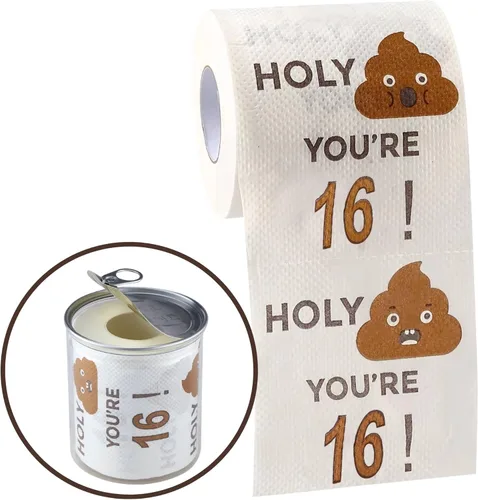 Rollo de papel higiénico de feliz cumpleaños número 16 de 3 capas, divertidos regalos de cumpleaños para niños, hijos y niñas, novedad para