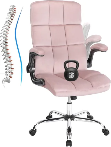 Sillas de oficina de terciopelo con reposabrazos abatibles, silla de escritorio cómoda de tela para oficina en casa con ruedas, sillas ergonómicas