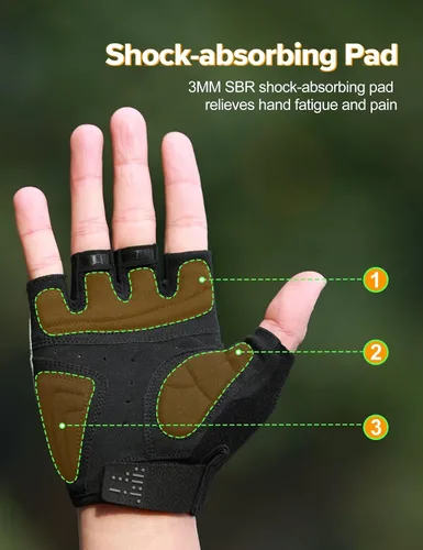 Miniatura 4 de INBIKE Guantes de ciclismo Guantes de ciclismo que absorben los golpes, transpirables, antideslizantes, sin dedos, para hombres y mujeres
