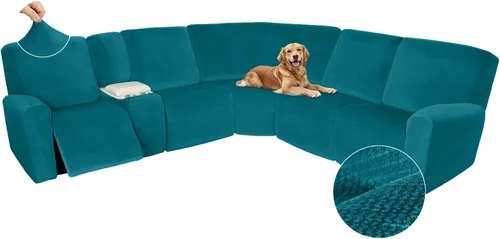 Miniatura 616 de Arfntevss Fundas de sofá seccional reclinable de terciopelo, Funda de sofá seccional de esquina para sofá reclinable, Funda elástica suave