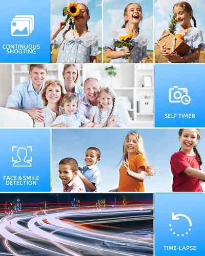 Miniatura 4 de Cámara digital 4K para fotografía, enfoque automático de 64 MP, tarjeta TF de 32 GB, pantalla LED de 2.8 pulgadas, zoom 18X, antivibración, cámaras